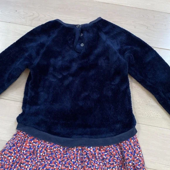 Jean Bourget fence designer girls soft fleece cozy navy floral bottom dress 4